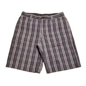 The North Face Plaid Shorts Men's 32 Gray Blue Outdoor Summer Trendy Preppy Y2K